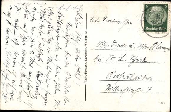 Postcard Kandel in the Palatinate Bienwald, Maximilian Joseph monument, restoration Waldhaus Langenberg