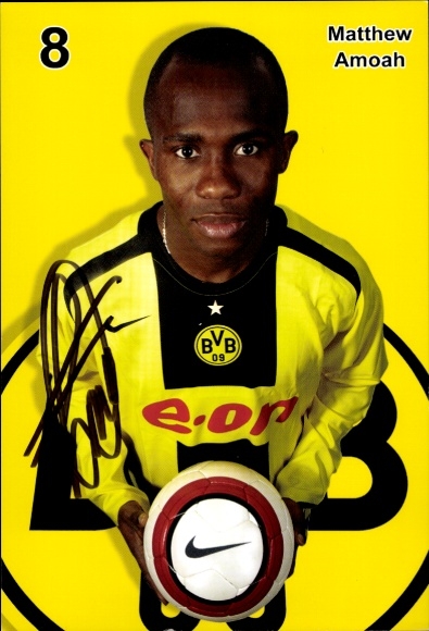Autograph card footballer Matthew Amoah, BVB 09, Borrussia Dortmund, autograph