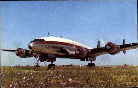 Postcard National Committee for Children, Four-engine Lockheed, Constellation, Air Algérie