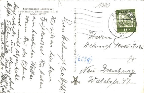 Postcard Berlin Reinickendorf Konradshöhe Tegelort, Seeterrassen Bellevue