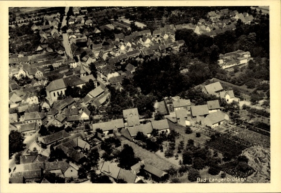 Postcard Langenbrücken Bad Schönborn in Baden, aerial photograph