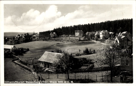 Postcard Masserberg in Thuringia, high-altitude health resort Thuringian Forest, 830 m above sea level, landscape photograph