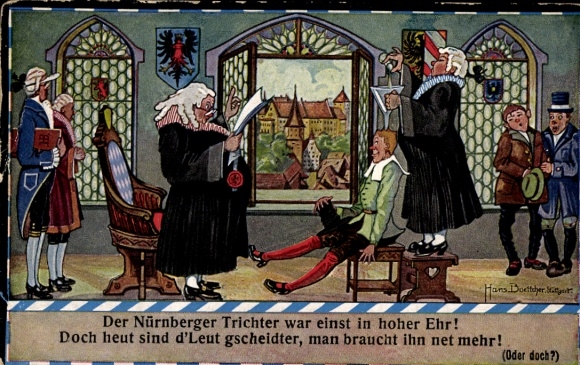 Artist Postcard Boettcher, Hans, Nuremberg, the Nuremberg funnel