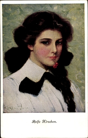 Kunstenaar Ak Underwood, Clarence, Rijpe Kersen, Vrouwelijk portret, M. Munk nr. 832