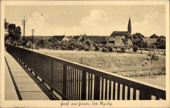 Postcard Güsen Elbe Parey in Saxony Anhalt, bridge, partial view, church