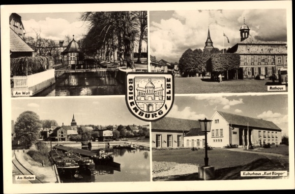 Coat of arms PC Boizenburg on the Elbe, harbour, town hall, Am Wall, Kurt Bürger cultural centre