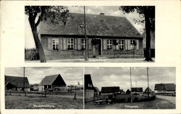 Ak Stegelitz Möckern in het Jerichower Land, arbeidsdienstkamp, boerennederzetting, Thingplatz