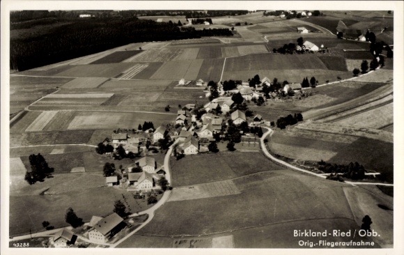 Postcard Birkland Peiting in Upper Bavaria, aerial photograph