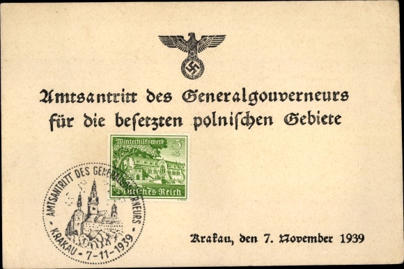 KP Kraków Polska, inauguracja Generalnego Gubernatora na okupowane ziemie polskie w 1939 r
