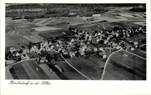 Postcard Kirchdorf an der Iller Württemberg, aerial photograph