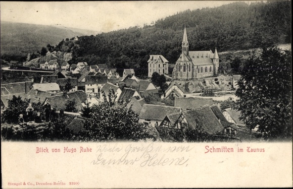 Postcard Schmitten im Taunus Hessen, view from Hugo Ruhe
