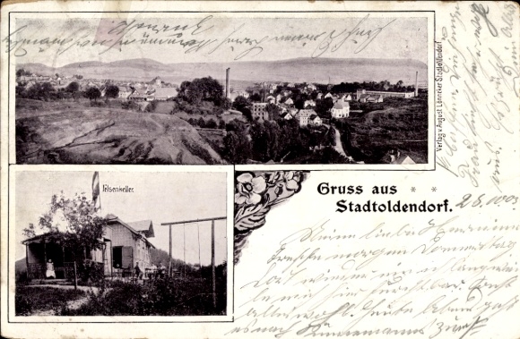 Ak Stadtoldendorf in Niedersachsen, Gesamtansicht, Felsenkeller