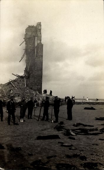 Photo Postcard Wangerooge, After the first demolition of the west tower in 1914