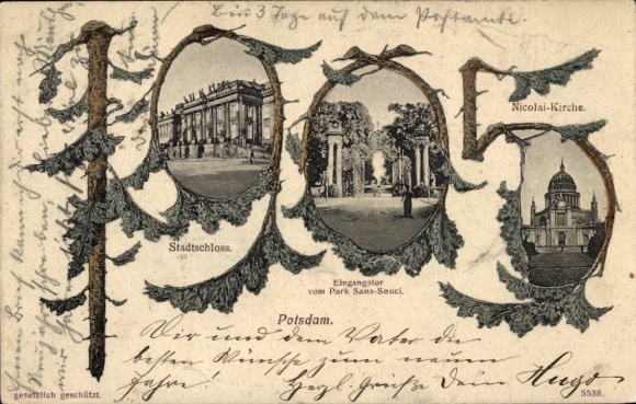 Ak Potsdam, Stadtschloss, Nikolaikirche, Sanssouci, Jahreszahl 1905