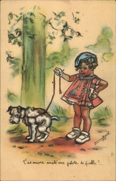 Artist Postcard Bouret, Germaine, you swallowed another ball of string