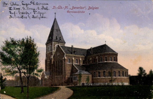 Ak Beverloo Beverlo Beringen Vlaanderen Limburg, militair oefenterrein Beverloo, garnizoenskerk