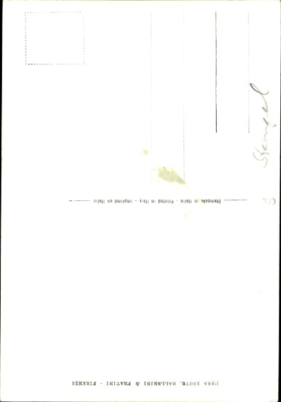 Postcard actress Giulietta Masina, portrait, autograph stamp