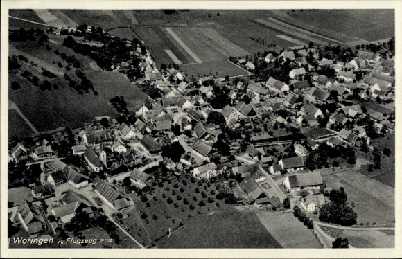 Postcard Woringen in Unterallgäu, aerial photograph