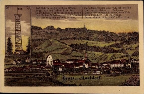 Artist PC Markdorf Bodenseekreis Baden Württemberg, general view, poem, tower