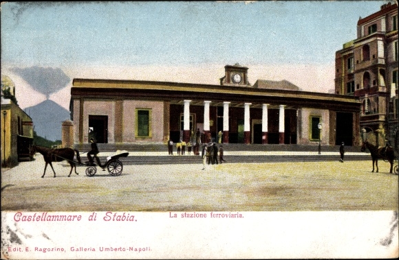 Postcard Castellammare di Stabia Campania, The railway station