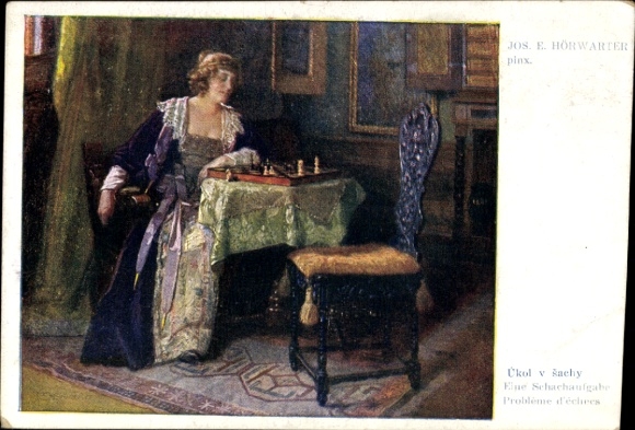 Artist Postcard Hörwarter, Jos. E., A chess problem