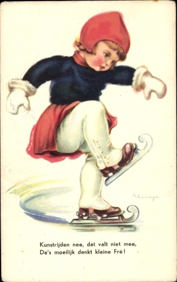 Artist Postcard Girl Ice Skating