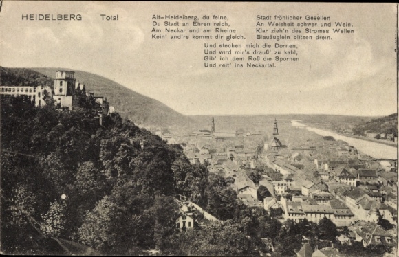 PC Heidelberg am Neckar, city on the Neckar, poem, landscape, river