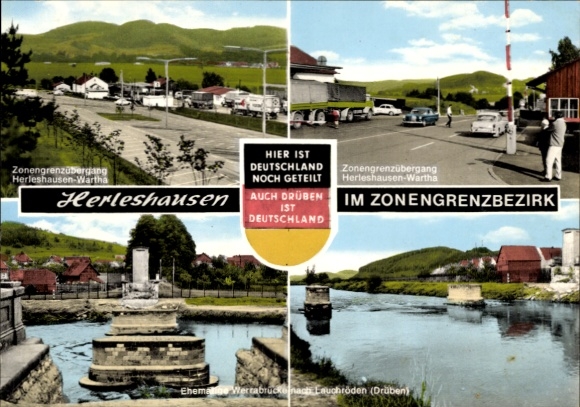 Ak Herleshausen an der Werra, zonegrensdistrict, zonegrensovergang, voormalige Werrabrug