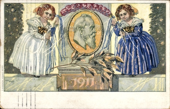 Postwaardestuk kunstenaarsbriefkaart Diez, M., prins-regent Luitpold van Beieren 1911, 5 Pfennig
