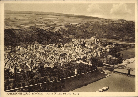 Postcard Obernburg am Main Lower Franconia, aerial photograph