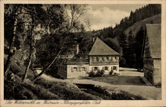Postcard Weismain, view of the Weihersmühle in the Kleinziegenfelder valley, Gasthof Forelle