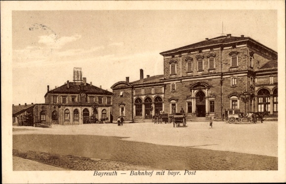 Ak Bayreuth in Oberfranken, Bahnhof, bayrische Post