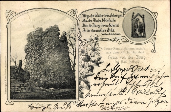 PC Bad Driburg in Westphalia, Iburg ruins, watchtower, Iburg find, jewel from the 12th century