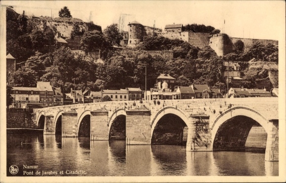 Ak Jambes Namen Wallonië, brug, rivier, huizen, citadel, Pont de Jambes