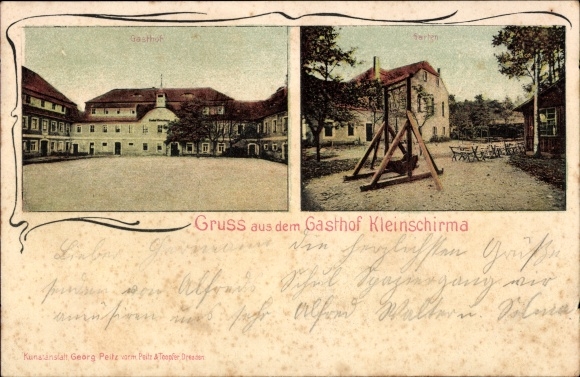 Ak Kleinschirma Oberschöna Sachsen, Gasthof, Garten