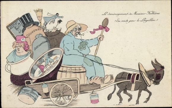 Postcard The move of Monsieur Fallières, On the way to Loupillon