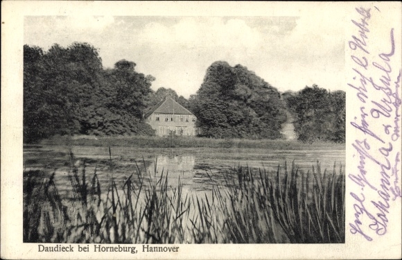 Ansichtkaart Horneburg in Nedersaksen, Daudieck, waterspel
