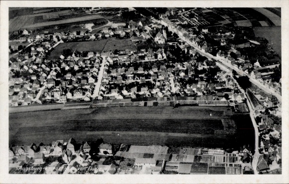 Postcard Kriegshaber Augsburg in Schwaben, aerial photograph