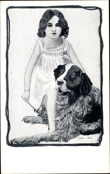 Artist PC Sager, Xavier, meisje met hond, St. Bernard