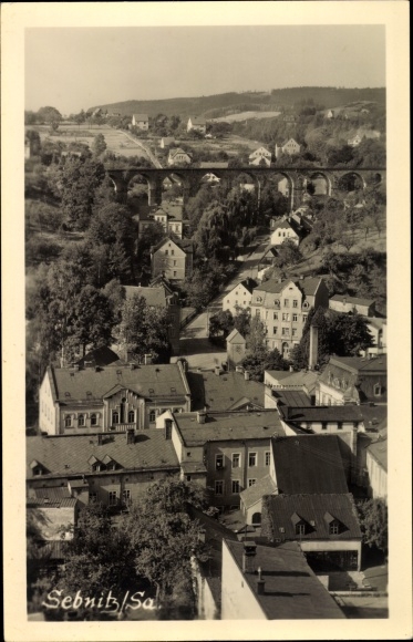 Postcard Sebnitz in Saxony, view of the town, viaduct