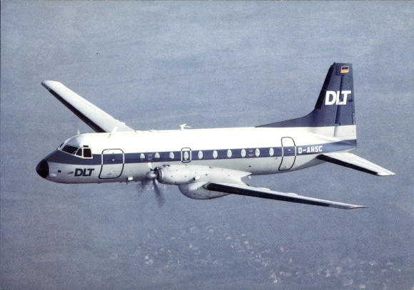 Postcard passenger aircraft HS 748, DLT, D-AHSC