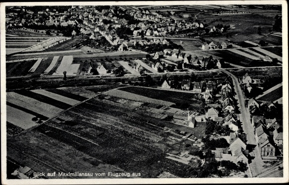 Ak Maximiliansau Wörth am Rhein, Fliegeraufnahme, Gesamtansicht