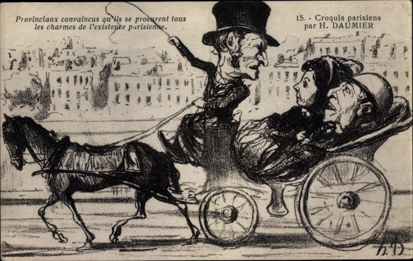 Artist PC Daumier, Croquis Parisiens, Provinciaux, coachman with passengers
