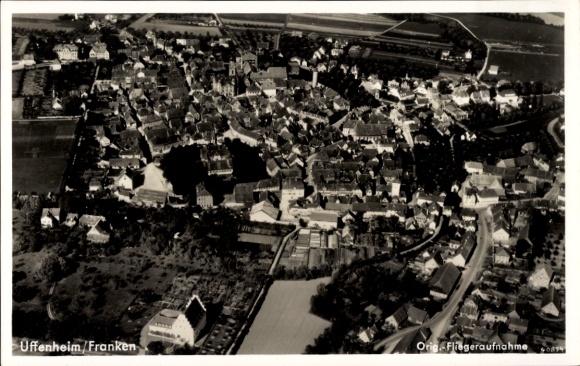 Postcard Uffenheim in Middle Franconia, aerial photograph