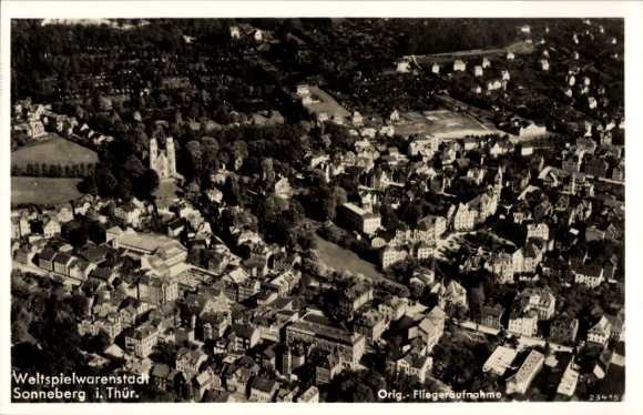 Postcard Sonneberg in Thuringia, aerial photograph