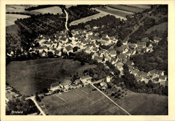 Postcard Bitzfeld Bretzfeld in Württemberg, aerial photograph