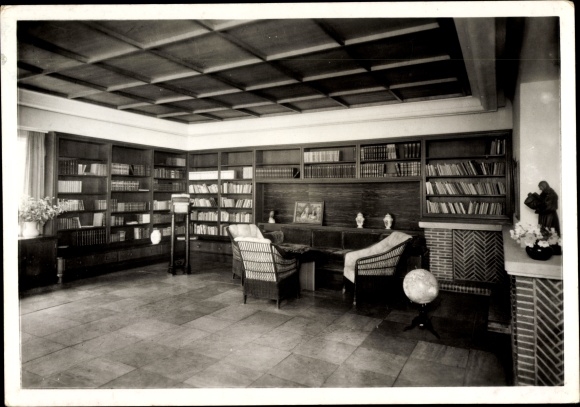 Postcard Kloster Insel Hiddensee in the Baltic Sea, Gerhart Hauptmann memorial, workroom