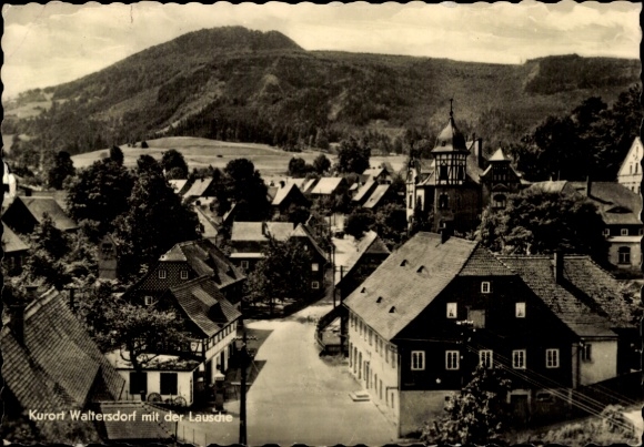 Postcard Waltersdorf Großschönau Oberlausitz, village view with the Lausche