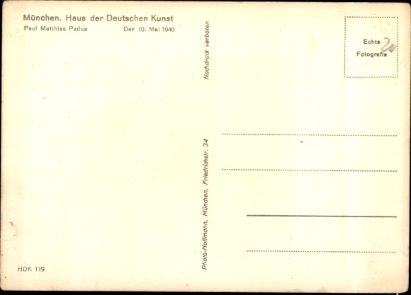 Artist PC Padua, Paul Mathias, May 10, 1940, HDK 119