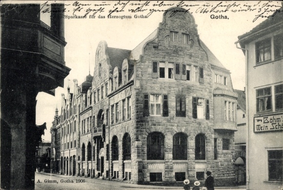 Ak Gotha in Thüringen, Sparkasse für das Herzogtum  Gebäude,  1906